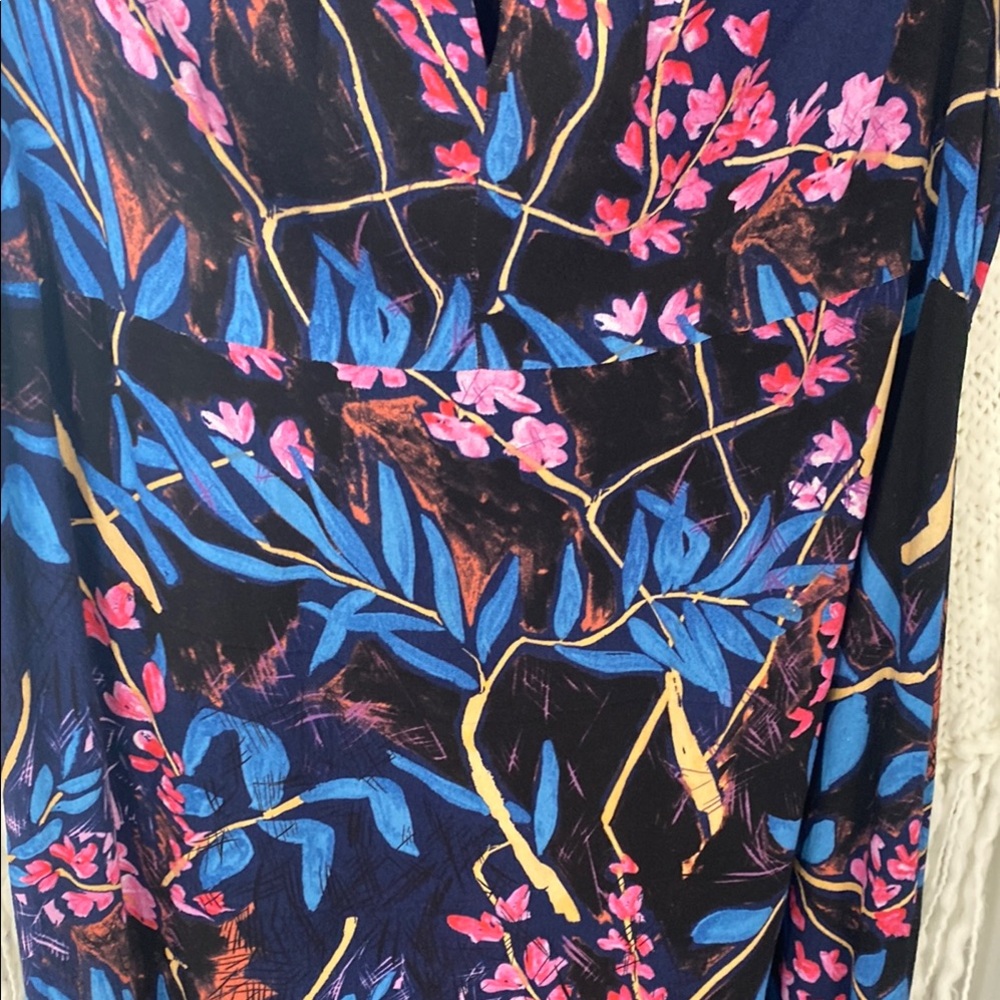 Anthropologie Maeve Floral Blue and Pink Dress size 14 - Picture 6 of 10